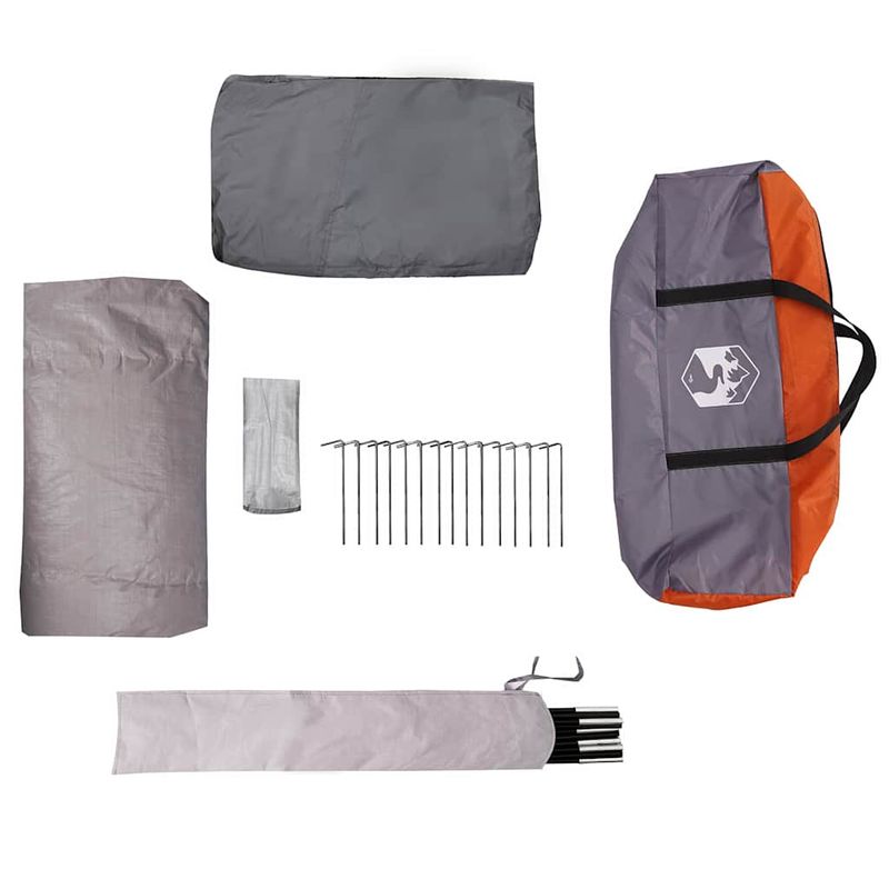 Sport si Outdoor - Camping - Corturi camping - Cort cabina cu acoperis Gri si Portocalie 405 x 405 x 273 cm - Infinity.ro