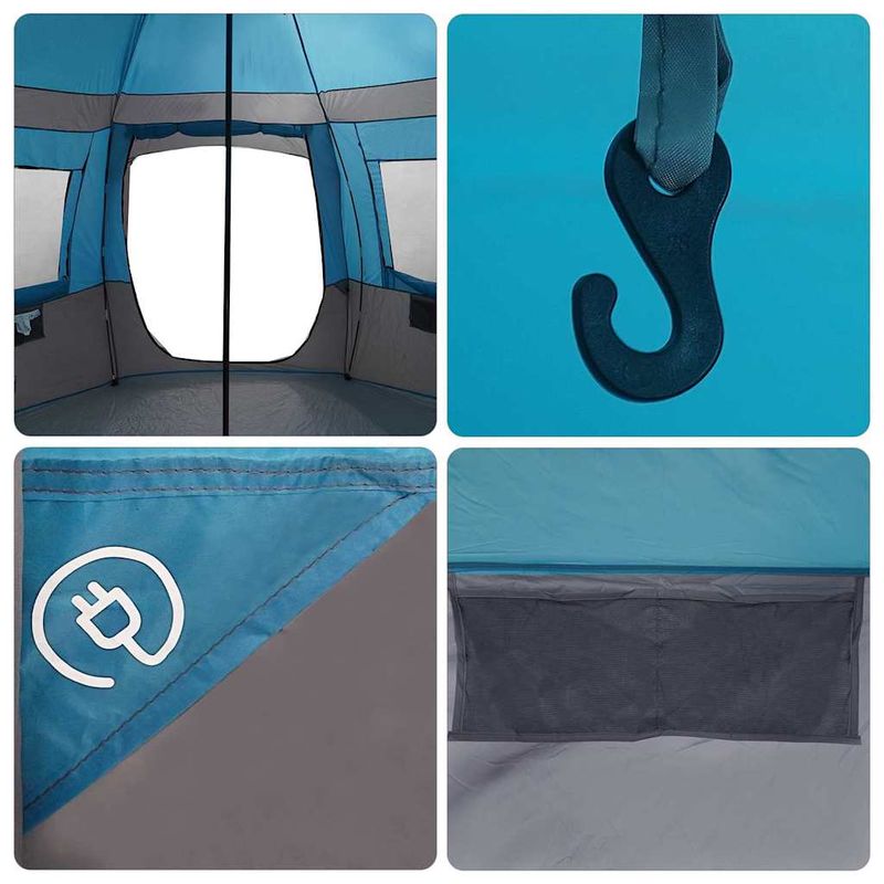 Sport si Outdoor - Camping - Corturi camping - Cort cabina cu acoperis Albastru si Gri 405 x 405 x 273 cm - Infinity.ro