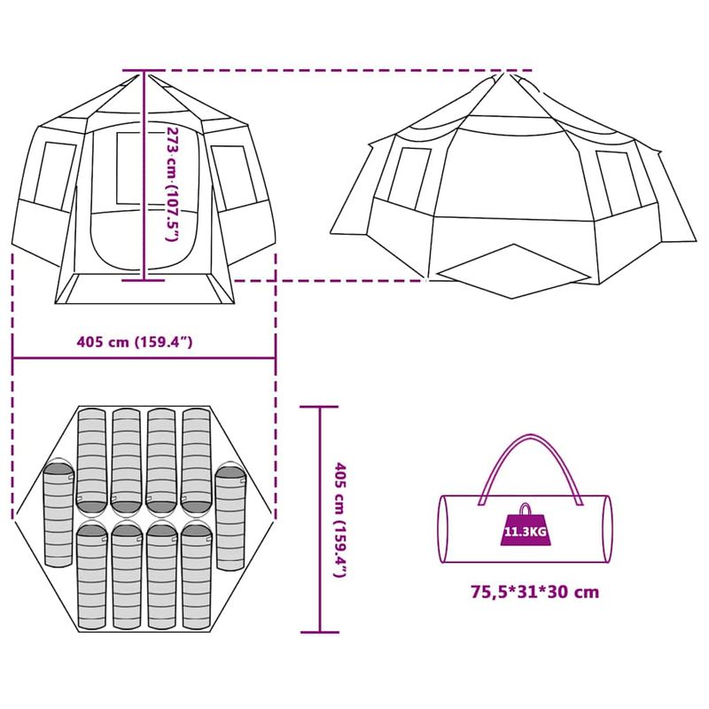 Sport si Outdoor - Camping - Corturi camping - Cort cabina cu acoperis Gri si Portocalie 405 x 405 x 273 cm - Infinity.ro
