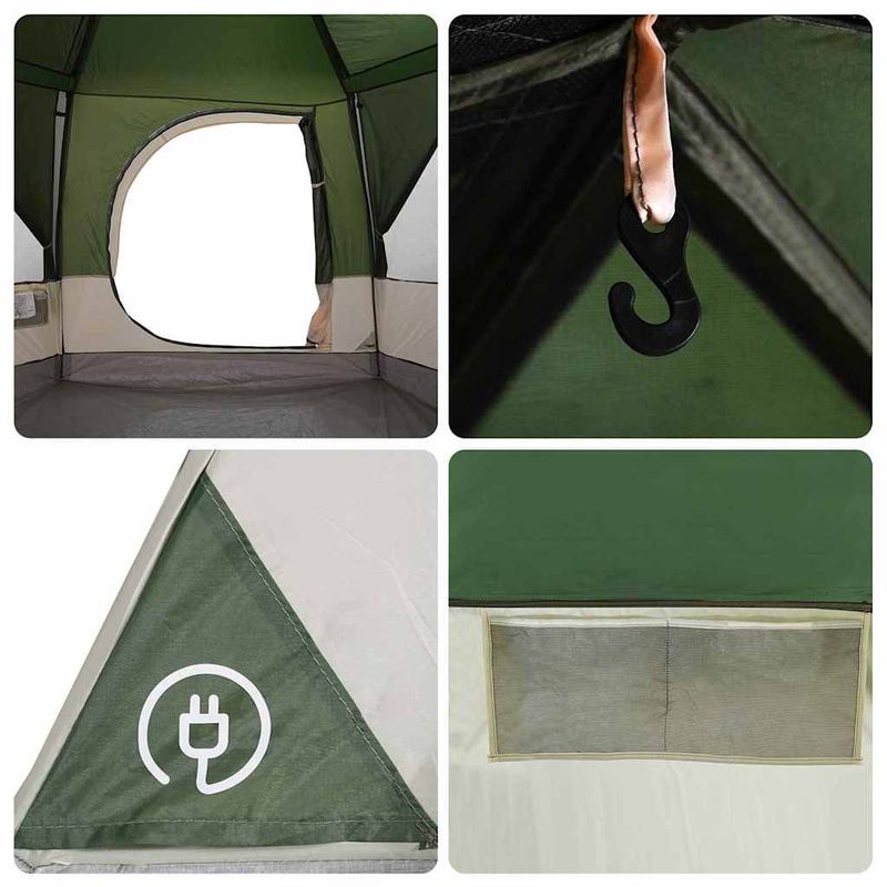 Sport si Outdoor - Camping - Corturi camping - Cort cabina cu acoperis Verde si alb 333 x 317 x 194 cm - Infinity.ro