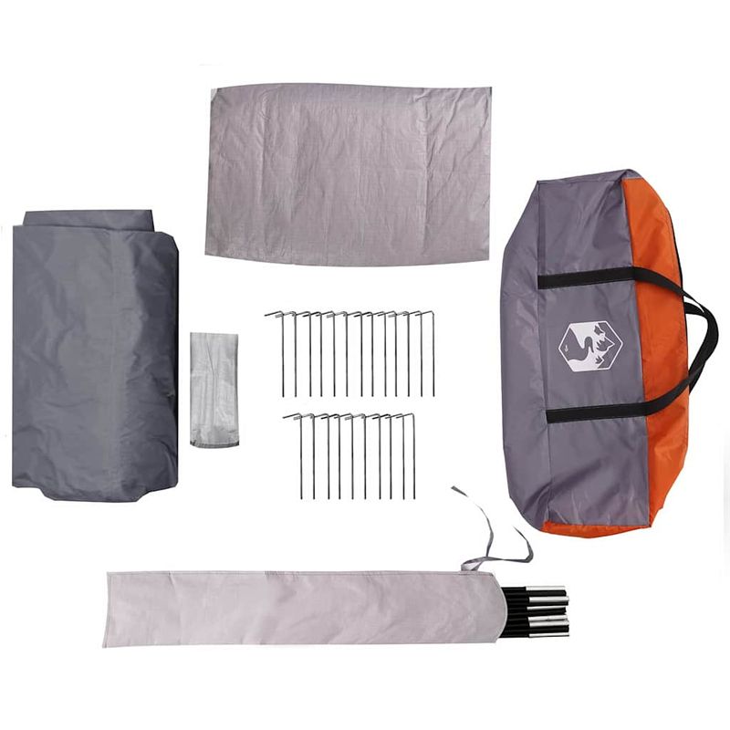 Sport si Outdoor - Camping - Corturi camping - Cort cabina cu acoperis Gri si Portocalie 425 x 396 x 222 cm - Infinity.ro