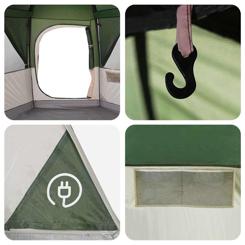 Sport si Outdoor - Camping - Corturi camping - Cort cabina cu acoperis cu depozitare Verde 425 x 396 x 222 cm - Infinity.ro