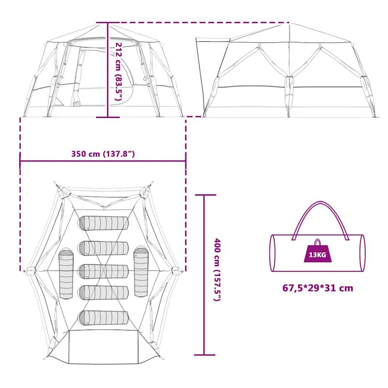 Sport si Outdoor - Camping - Corturi camping - Cort cabina cu acoperis albastru 400 x 350 x 212 cm - Infinity.ro