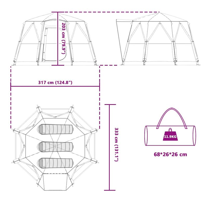 Sport si Outdoor - Camping - Corturi camping - Cort cabina cu acoperis Gri si Portocalie 320 x 320 x 203 cm - Infinity.ro