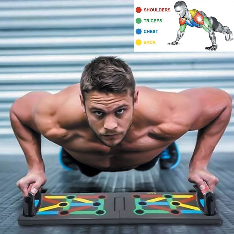 Sport si Outdoor - Fitness - Aparate fitness - Accesorii aparate fitness - Manere flotari pliabile, multicolor, 64 x 18 x 2 cm - Infinity.ro