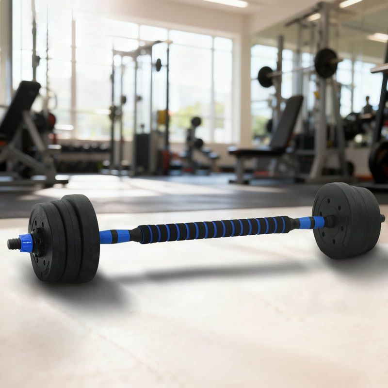 Sport si Outdoor - Fitness - Greutati si echipament - Kituri, gantere si dumbell - Set de Haltere 2 in 1 Negru si Albastru 121 x 19,5 x 19,5 cm - Infinity.ro