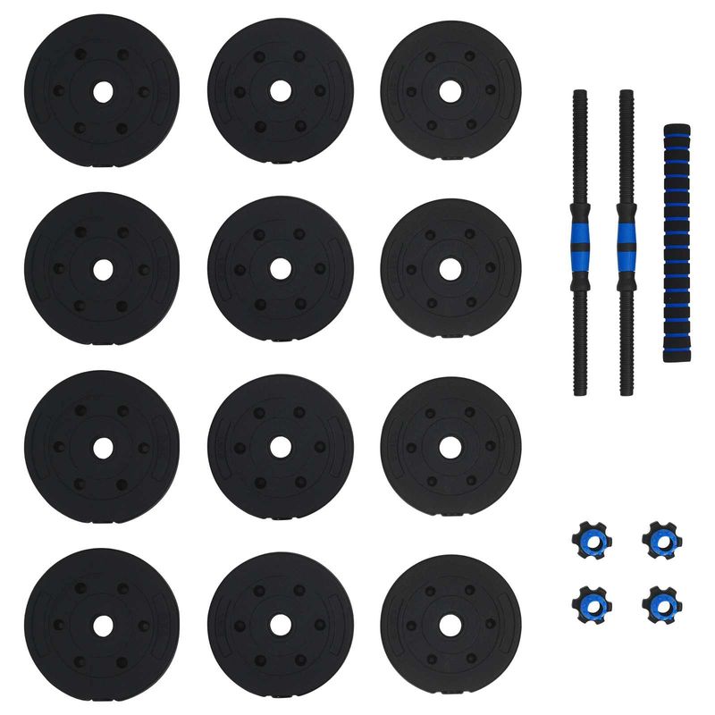 Sport si Outdoor - Fitness - Greutati si echipament - Kituri, gantere si dumbell - Set de Haltere 2 in 1 Negru si Albastru 121 x 19,5 x 19,5 cm - Infinity.ro
