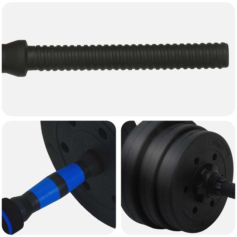 Sport si Outdoor - Fitness - Greutati si echipament - Kituri, gantere si dumbell - Set de Haltere 2 in 1 Negru si Albastru 121 x 19,5 x 19,5 cm - Infinity.ro