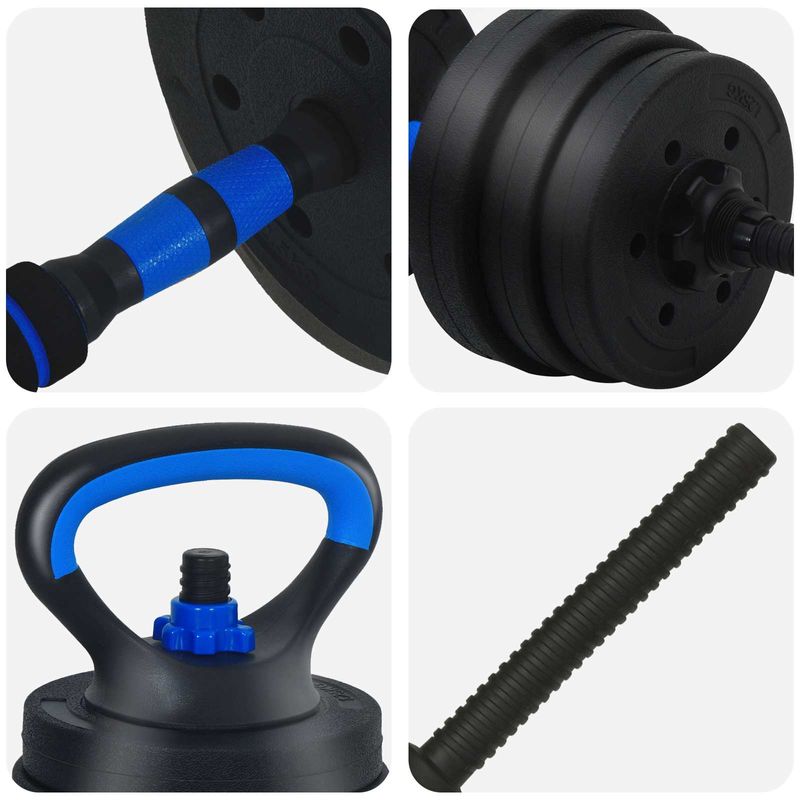 Sport si Outdoor - Fitness - Greutati si echipament - Greutati - Set de Haltere 4 in 1 Negru si Albastru 121 x 19,5 x 19,5 cm - Infinity.ro