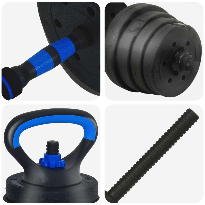 Sport si Outdoor - Fitness - Greutati si echipament - Greutati - Set de Haltere 4 in 1 Negru si Albastru 121 x 19,5 x 19,5 cm - Infinity.ro