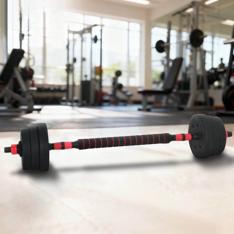 Sport si Outdoor - Fitness - Greutati si echipament - Greutati - Set de Haltere 2 in 1 Negru si rosu 121 x 19,5 x 19,5 cm - Infinity.ro