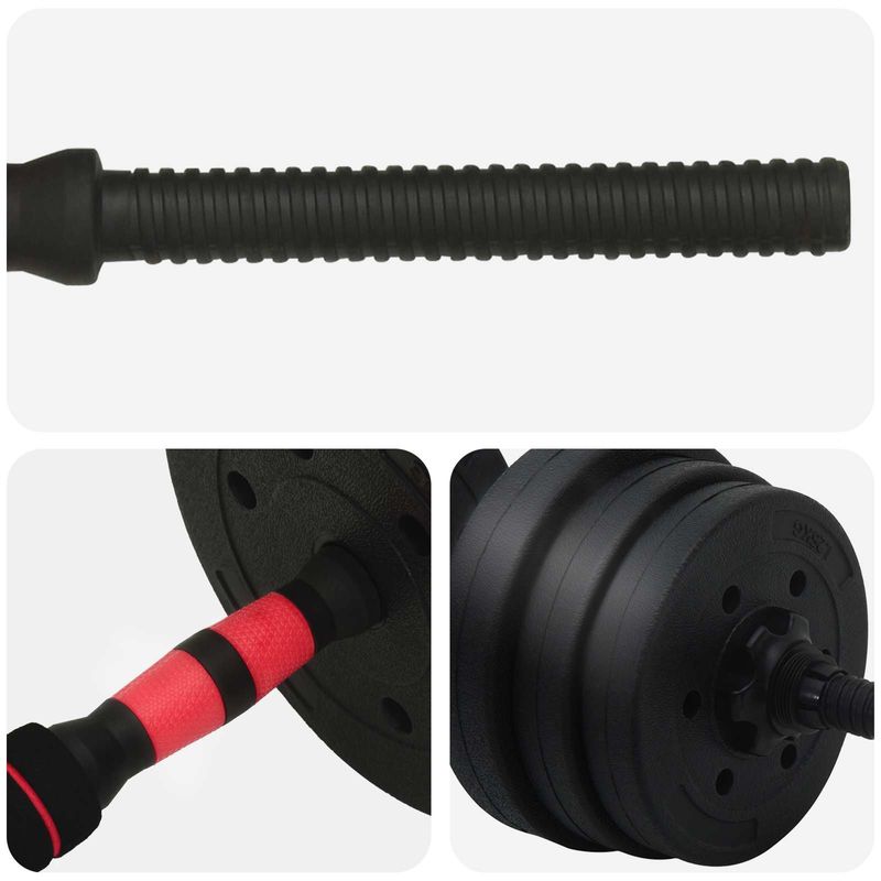 Sport si Outdoor - Fitness - Greutati si echipament - Greutati - Set de Haltere 2 in 1 Negru si rosu 121 x 19,5 x 19,5 cm - Infinity.ro