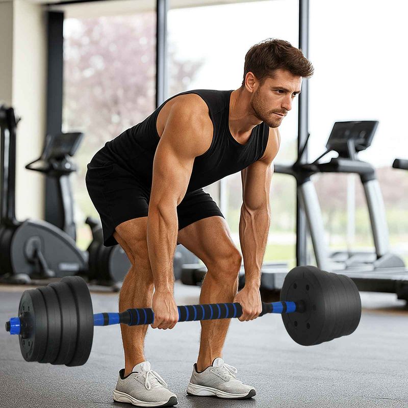 Sport si Outdoor - Fitness - Greutati si echipament - Greutati - Set de Haltere 2 in 1 Negru si Albastru 121 x 19,5 x 19,5 cm - Infinity.ro