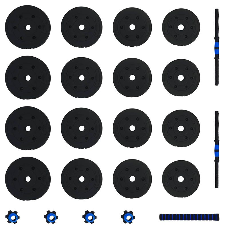 Sport si Outdoor - Fitness - Greutati si echipament - Greutati - Set de Haltere 2 in 1 Negru si Albastru 121 x 19,5 x 19,5 cm - Infinity.ro