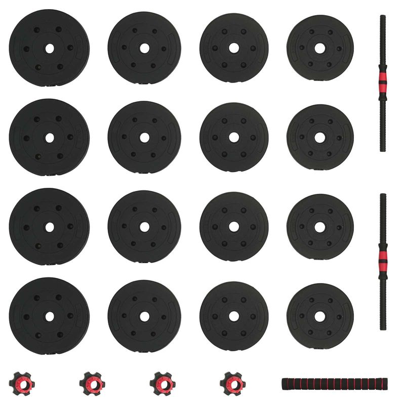 Sport si Outdoor - Fitness - Greutati si echipament - Greutati - Set de Haltere 2 in 1 Negru si rosu 121 x 19,5 x 19,5 cm - Infinity.ro