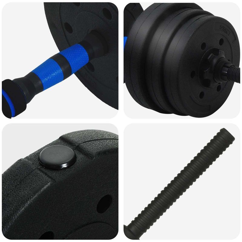 Sport si Outdoor - Fitness - Greutati si echipament - Greutati - Set de Haltere 2 in 1 Negru si Albastru 121 x 19,5 x 19,5 cm - Infinity.ro
