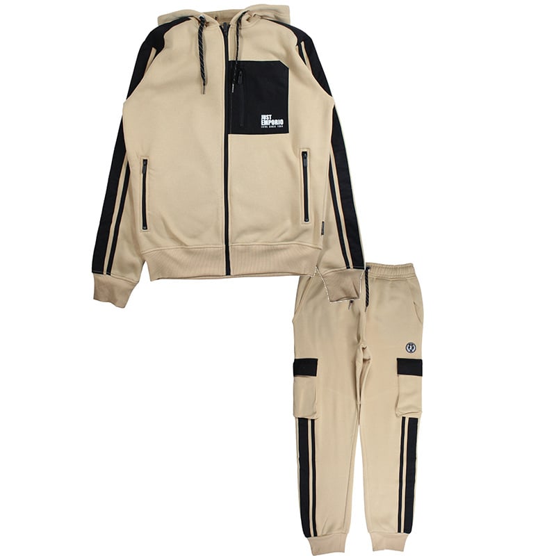 Fashion, accesorii si bijuterii - Barbati - Imbracaminte - Treninguri barbati - Trening barbati Just Emporio cu gluga si fermoar S Bej - Infinity.ro