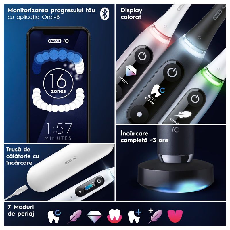 Ingrijire personala si Cosmetice - Igiena dentara - Periute de dinti electrice - Set cadou periuta de dinti electrica Oral-B iO9 + 2 capete de periaj cu Tehnologie Magnetica si Micro-Vibratii - Infinity.ro