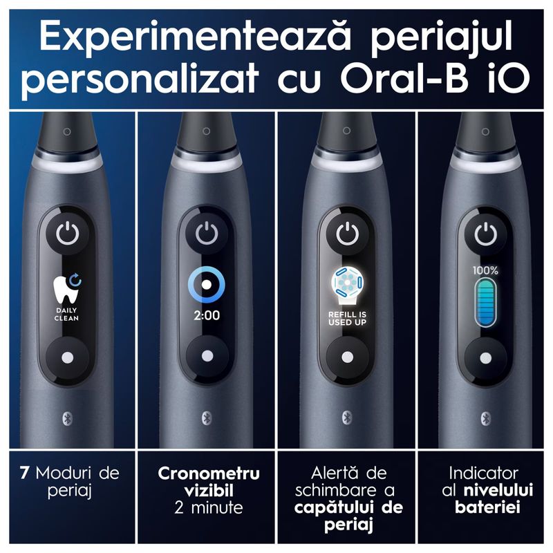 Ingrijire personala si Cosmetice - Igiena dentara - Periute de dinti electrice - Set cadou periuta de dinti electrica Oral-B iO9 + 2 capete de periaj cu Tehnologie Magnetica si Micro-Vibratii - Infinity.ro