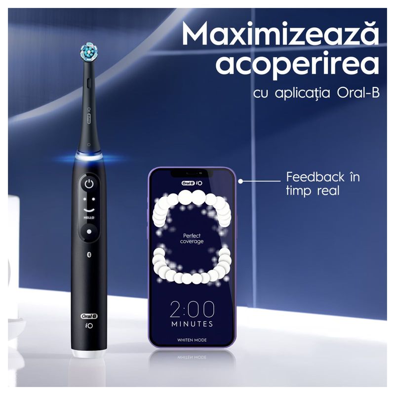 Ingrijire personala si Cosmetice - Igiena dentara - Periute de dinti electrice - Set 2 x Periuta de dinti electrica Oral-B iO6, cu Tehnologie Magnetica si Micro-Vibratii, Inteligenta artificiala - Infinity.ro