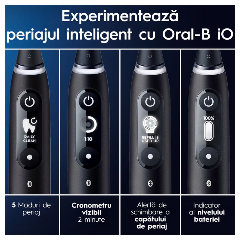 Ingrijire personala si Cosmetice - Igiena dentara - Periute de dinti electrice - Set 2 x Periuta de dinti electrica Oral-B iO6, cu Tehnologie Magnetica si Micro-Vibratii, Inteligenta artificiala - Infinity.ro