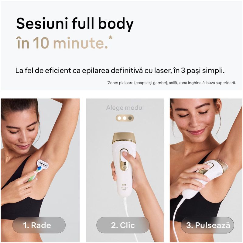 Ingrijire personala si Cosmetice - Aparate & accesorii ingrijire personala - Epilatoare si accesorii - Epilatoare - Epilator IPL Braun Silk-expert PRO 5 PL5382 Senzor automat & continuu Skin pro 2.0, 400.000 impulsuri, 10 intensitati - Infinity.ro