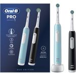 Ingrijire personala si Cosmetice - Igiena dentara - Periute de dinti electrice - Set 2x Periuta de dinti electrica Oral-B Pro 1, Curatare 3D, 3 programe, 1 capat de periaj, Negru/Albastru - Infinity.ro