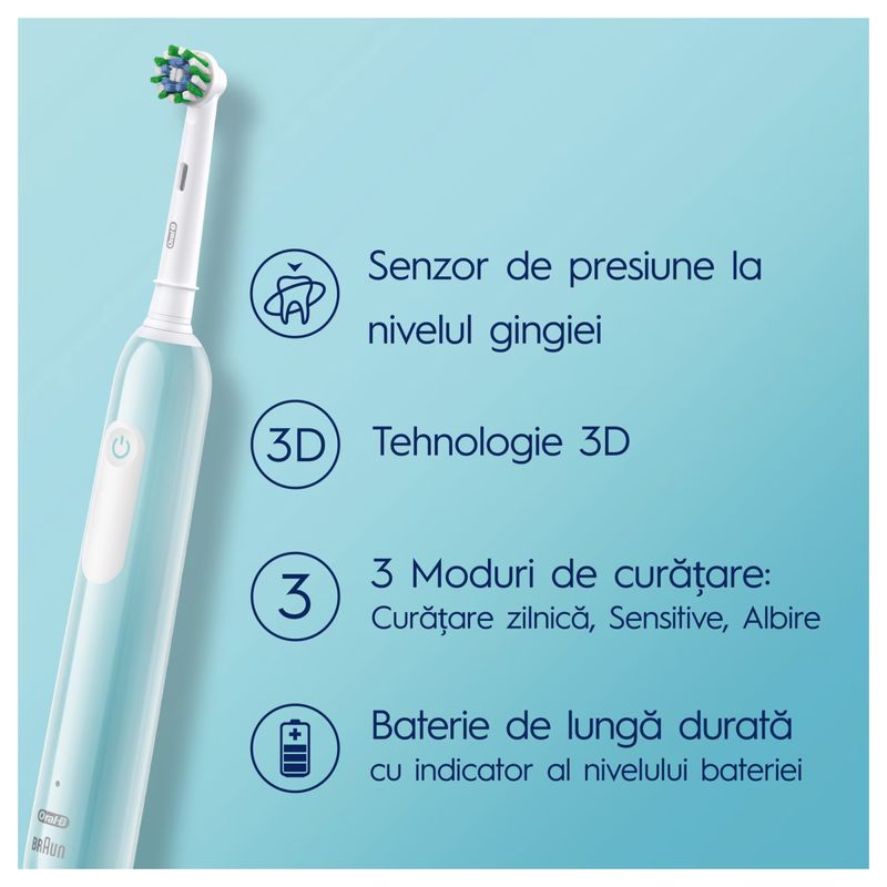 Ingrijire personala si Cosmetice - Igiena dentara - Periute de dinti electrice - Set 2x Periuta de dinti electrica Oral-B Pro 1, Curatare 3D, 3 programe, 1 capat de periaj, Negru/Albastru - Infinity.ro