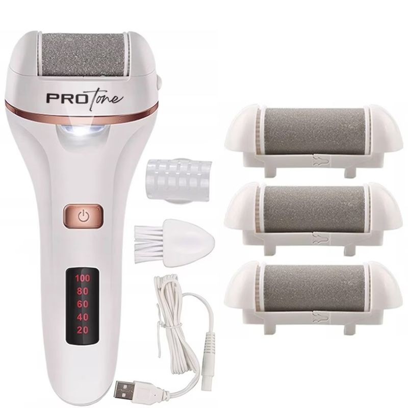 Ingrijire personala si Cosmetice - Manichiura si pedichiura - Truse manichiura si pedichiura - Set Pila electrica pentru talpi si calcaie, PROtone, Display digital, Acumulator 1200 mAh, Incarcare USB, Impermeabil - Infinity.ro