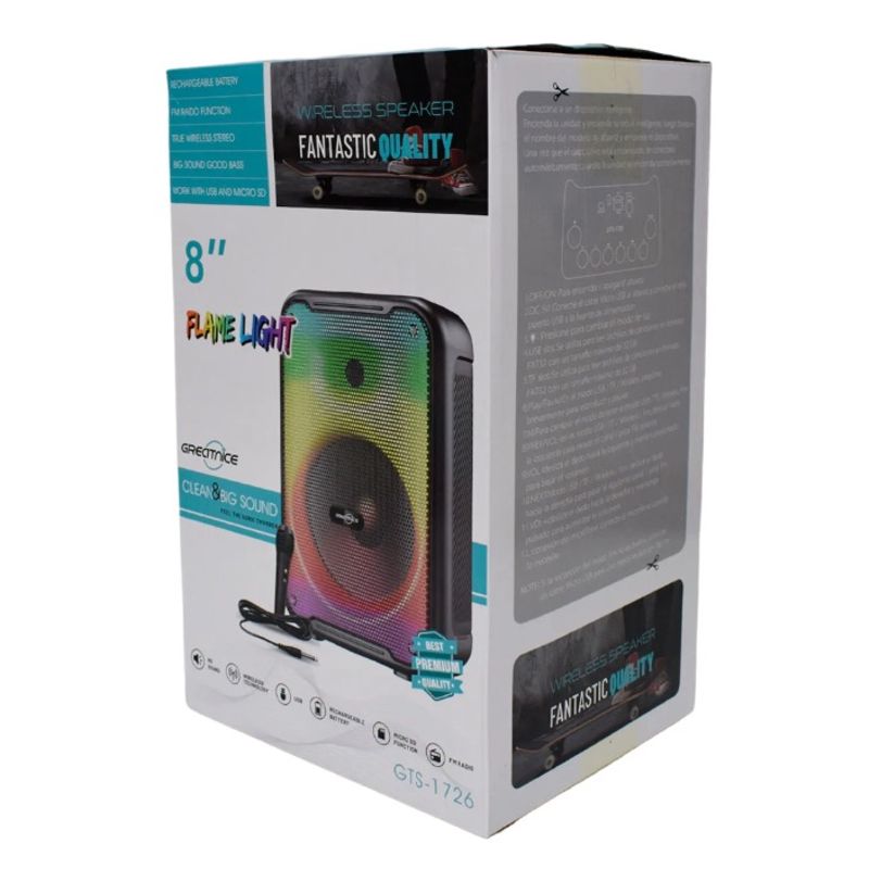 TV, Audio-Video si Foto - Portabile audio - Boxe portabile - Boxa Portabila GTS-1726 Bluetooth 8 Inchi Lumini LED RGB cu Microfon - Infinity.ro