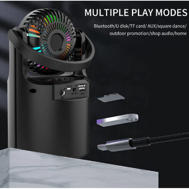 TV, Audio-Video si Foto - Portabile audio - Boxe portabile - Boxa portabila cu bluetooth ZQS1440 si mini ventilator - Infinity.ro