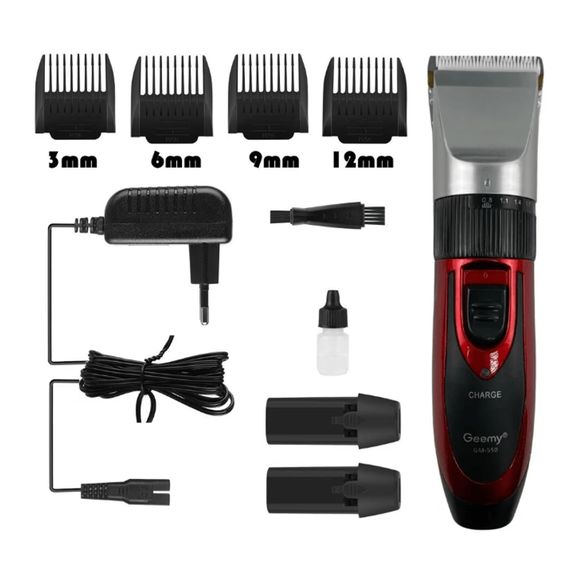 Ingrijire personala si Cosmetice - Aparate & accesorii ingrijire personala - Aparate de ras si tuns - Aparate de tuns - Aparat de tuns Geemy 9 in 1 model GM 550 cu accesorii Rosu - Infinity.ro