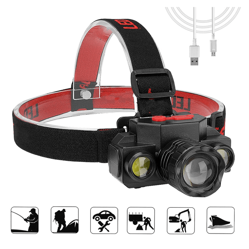 Casa si Gradina - Corpuri si surse de iluminat - Iluminat exterior - Lanterne - Lanterna de cap KX 1805 cu 3 faze iluminare 180 lm incarcare USB - Infinity.ro