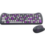 PC, gaming si accesorii - Periferice PC - Tastaturi - Set tastatura si mouse fara fir Canyon, HSET-W6 Kitty Edition, violet - Infinity.ro