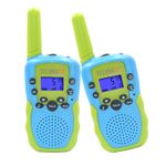 Jucarii, Copii si Bebe - Jucarii si jocuri - Jucarii & jocuri educative - Jucarii interactive - Walkie Talkie Copii Lifenaxx TX-347, 2 Stat. 3km, Lanterna, LCD, Verde/Albastru - Infinity.ro