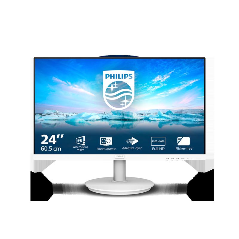 PC, gaming si accesorii - Desktop PC & monitoare - Monitoare - Monitor Philips LED IPS 23.8", FHD, 75Hz, 4ms GtG, HDMI, FlickerFree, Low Blue, Speakers, Alb, 241V8AW - Infinity.ro