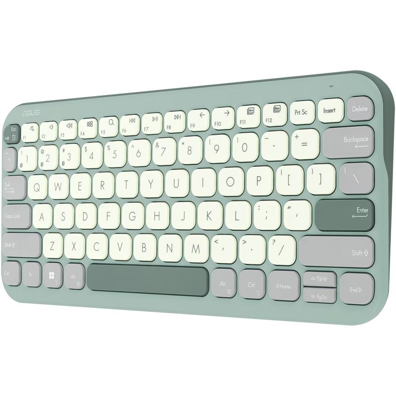 PC, gaming si accesorii - Periferice PC - Tastaturi - Tastatura wireless ASUS KW100, Green Tea Latte - Infinity.ro