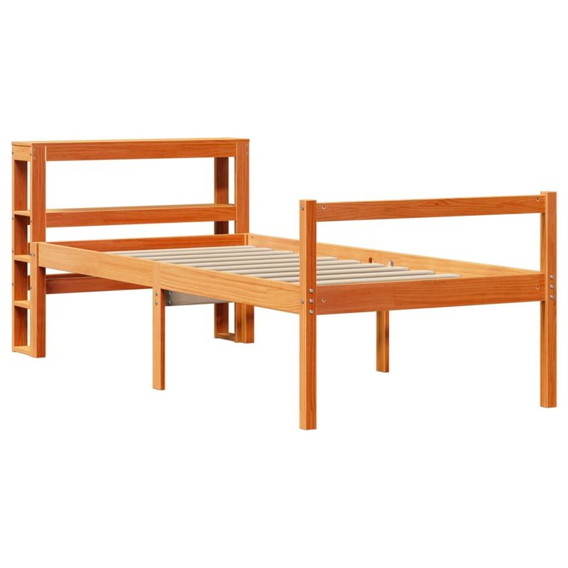 Casa si Gradina - Mobilier - Paturi si accesorii - Paturi - Cadru de pat cu tablie, maro ceruit, 90x200 cm, lemn masiv pin - Infinity.ro