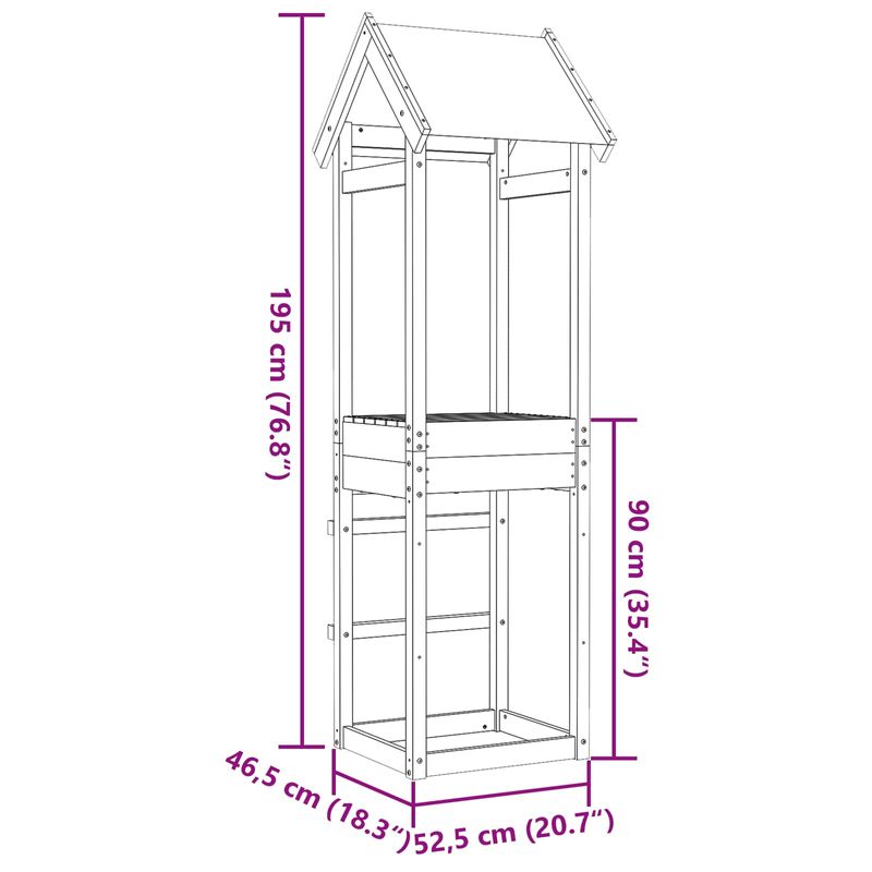 Jucarii, Copii si Bebe - Jucarii si jocuri - Jucarii de exterior - Spatii de joaca si accesorii - Turn de joaca Maro 52,5 x 46,5 x 195 cm Lemn de pin masiv - Infinity.ro