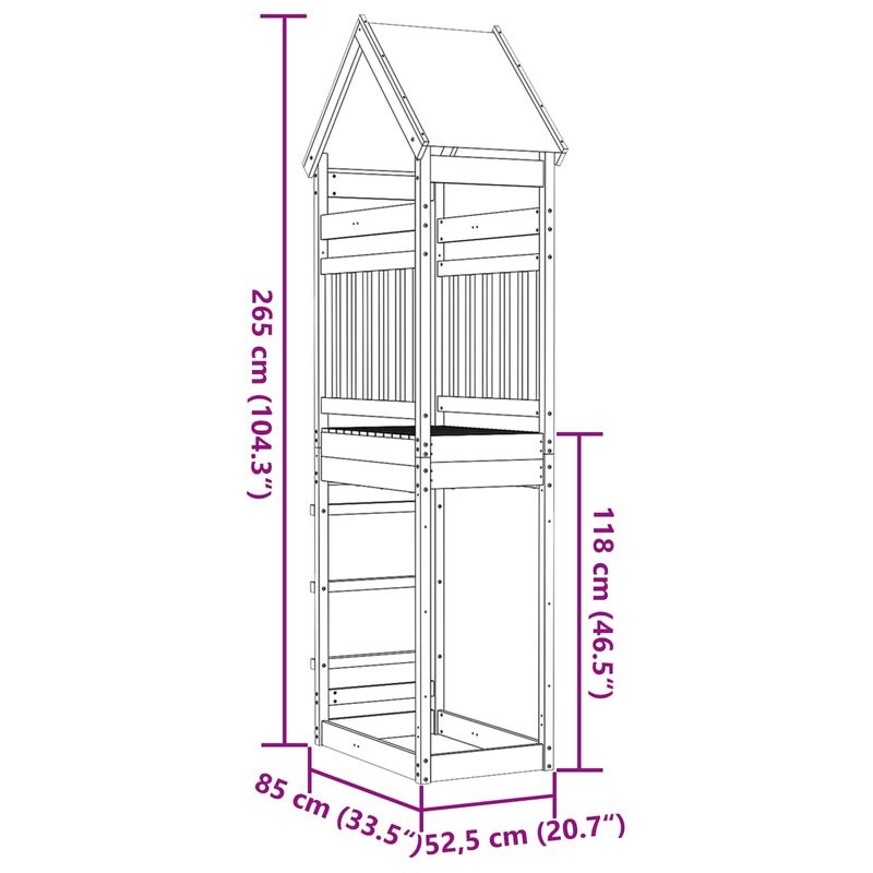 Jucarii, Copii si Bebe - Jucarii si jocuri - Jucarii de exterior - Spatii de joaca si accesorii - Turn de joaca Maro 52,5 x 85 x 265 cm Lemn de pin masiv - Infinity.ro