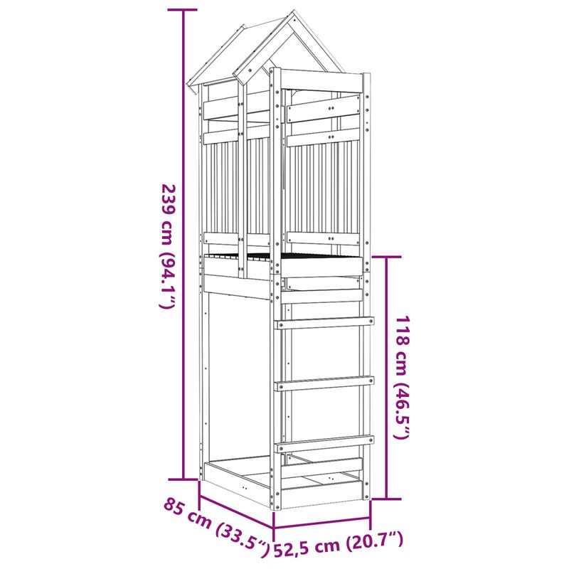 Jucarii, Copii si Bebe - Jucarii si jocuri - Jucarii de exterior - Spatii de joaca si accesorii - Turn de joaca Maro 52.5 x 85 x 239 cm Lemn impregnate solid - Infinity.ro