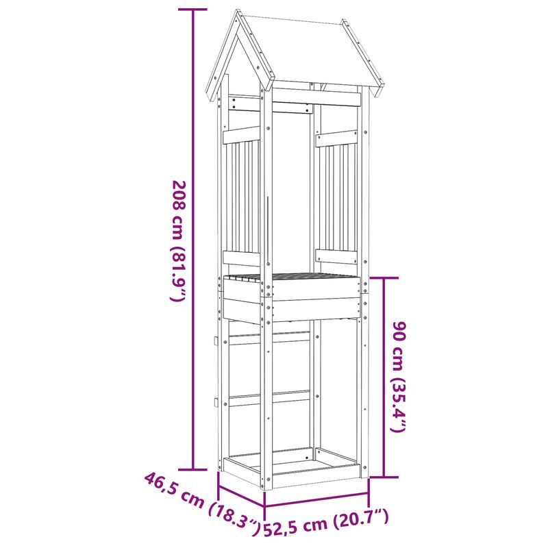 Jucarii, Copii si Bebe - Jucarii si jocuri - Jucarii de exterior - Spatii de joaca si accesorii - Turn de joaca Maro 52.5 x 46.5 x 208 cm Lemn de pin masiv - Infinity.ro