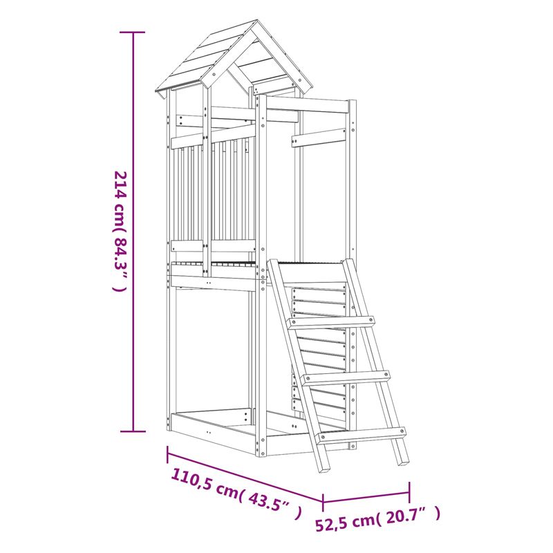 Jucarii, Copii si Bebe - Jucarii si jocuri - Jucarii de exterior - Spatii de joaca si accesorii - Turn de joaca Maro 110,5 x 52,5 x 214 cm Lemn de pin masiv - Infinity.ro