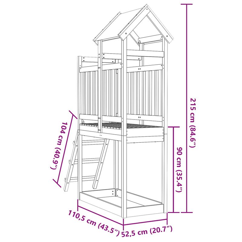 Jucarii, Copii si Bebe - Jucarii si jocuri - Jucarii de exterior - Spatii de joaca si accesorii - Turn de joaca Maro 52,5 x 110,5 x 215 cm Lemn de pin masiv - Infinity.ro