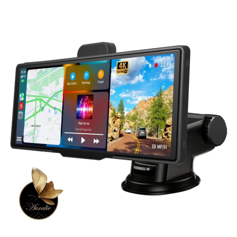 Auto si Moto - Electronice auto - Navigatii GPS - Navigatie Auto AURALIV 7" cu CarPlay si Android Auto, camera fata 4K si camera marsarier 1080P, Bluetooth, - Infinity.ro