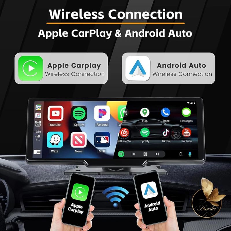Auto si Moto - Electronice auto - Navigatii GPS - Navigatie Auto AURALIV 7" cu CarPlay si Android Auto, camera fata 4K si camera marsarier 1080P, Bluetooth, - Infinity.ro