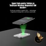 Laptop, Telefoane si Tablete - Telefoane mobile si accesorii - Accesorii Telefoane - Suport si docking telefoane - Suport Auto Magnetic Wireless AURALIV, 15W, Rotire 360, Culoare Alb - Infinity.ro