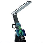 Casa si Gradina - Corpuri si surse de iluminat - Veioze si lampi - Lampi de veghe - Lampa de Birou Multifunctionala Auraliv® 5‑in‑1 cu Incarcare Wireless, Alarma, Suport Telefon si Lumina Reglabila - Infinity.ro