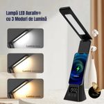 Casa si Gradina - Corpuri si surse de iluminat - Veioze si lampi - Lampi de veghe - Lampa de Birou Multifunctionala Auraliv® 5‑in‑1 cu Incarcare Wireless, Alarma, Suport Telefon si Lumina Reglabila - Infinity.ro