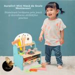 Jucarii, Copii si Bebe - Jucarii si jocuri - Jucarii & jocuri educative - Jucarii interactive - Mini masa de unelte Montessori AURALIV din lemn, unelte incluse, lemn natural, 3 ani - Infinity.ro